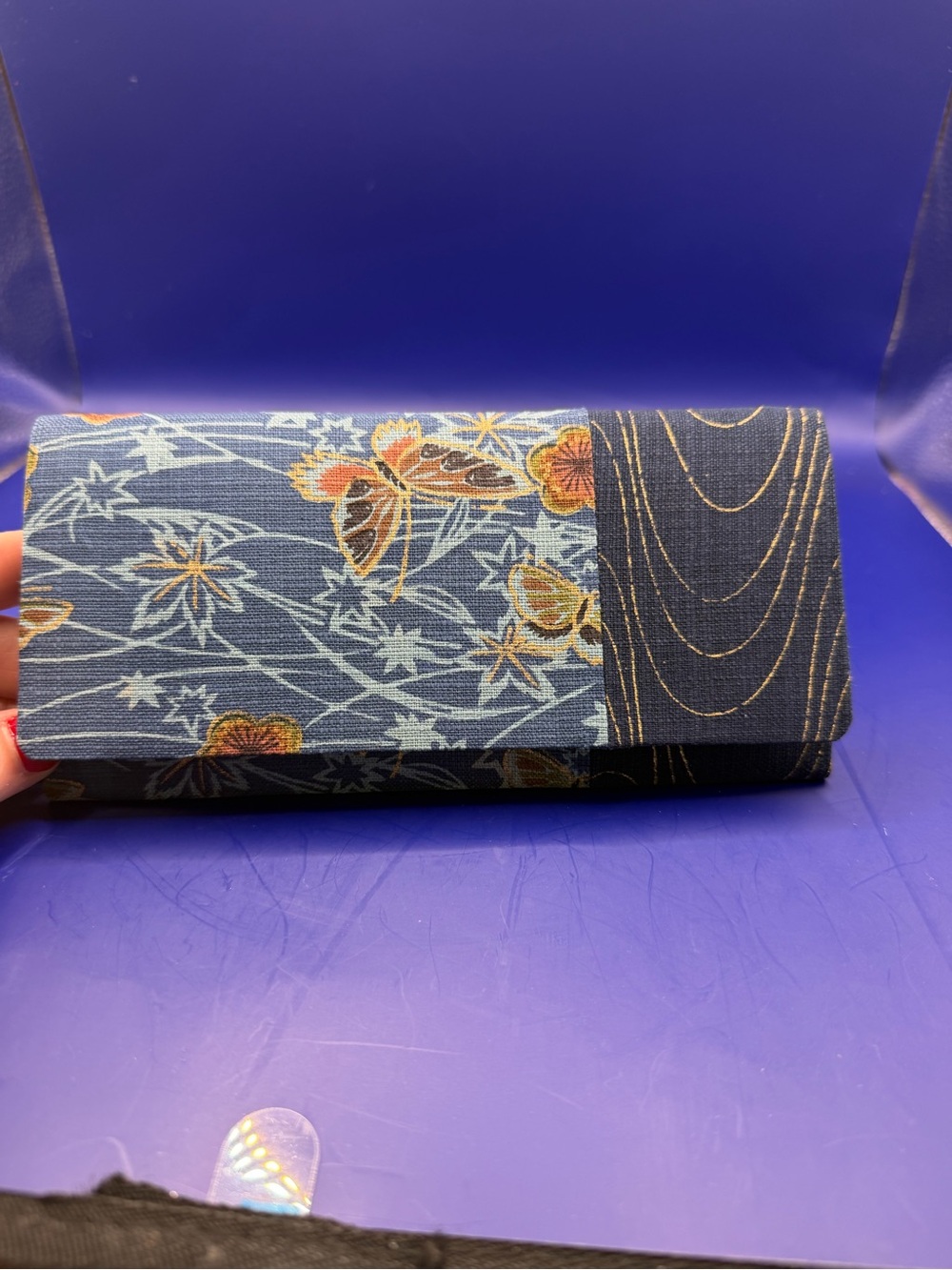 Blue Butterfly Slim Fabric Wallet - Picture 2 of 6